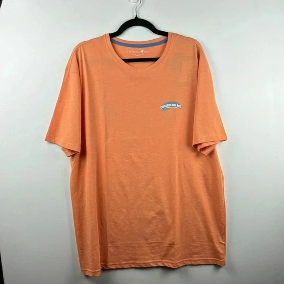 CARIBBEAN JOE TEE SHIRT SHORT SLEEVES NWOT CORAL COLORED WITH ISLAND GRAPHIC SZL - Picture 2 of 5